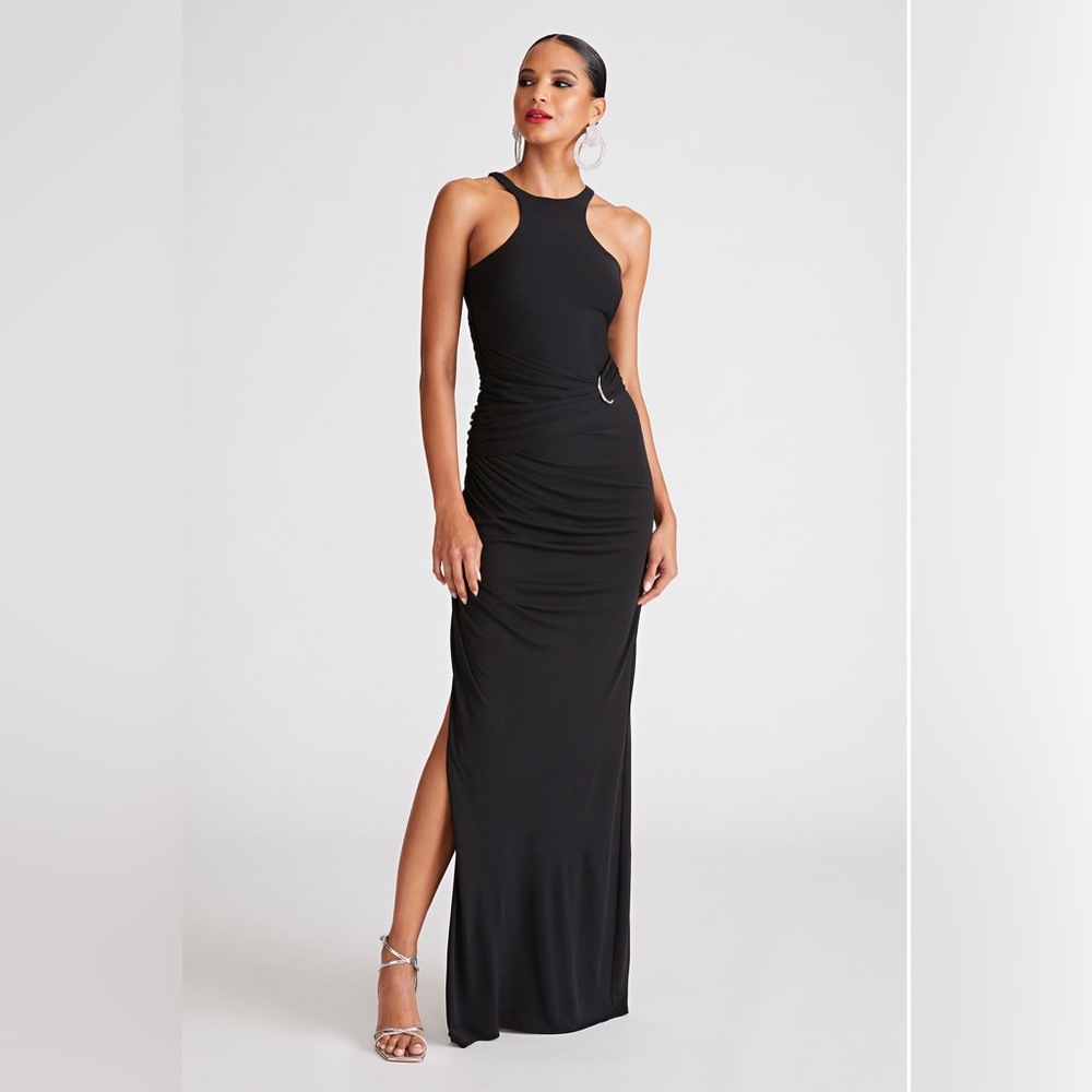 Halston Black Slit Dress
